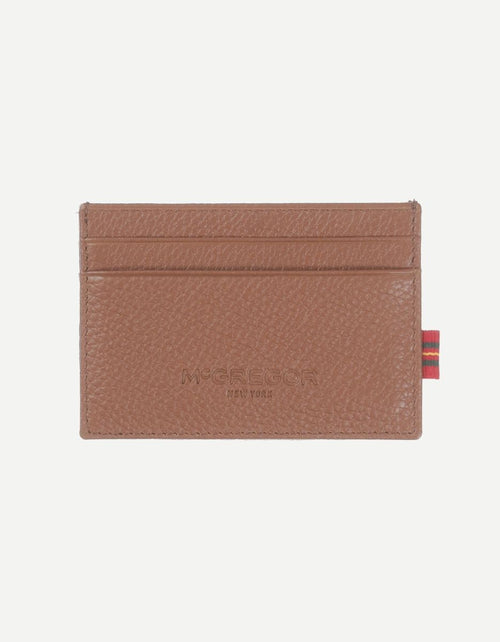 Leather card holder with logo | Natural