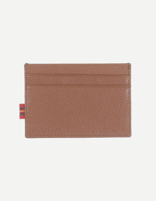 Leather card holder with logo | Natural