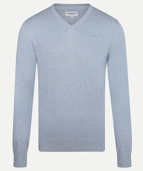 Cotton V-neck sweater | Light Blue