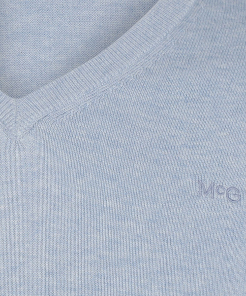 Cotton V-neck sweater | Light Blue
