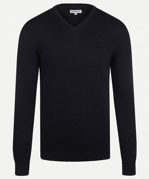 Cotton V-neck sweater | Navy