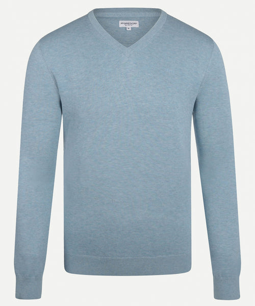 Cotton V-neck sweater | Aqua