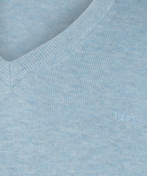 Cotton V-neck sweater | Aqua