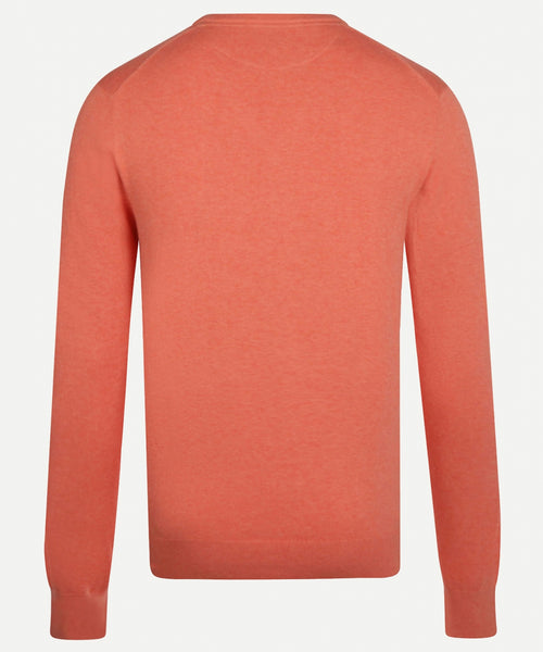 Cotton V-neck sweater | Coral Red