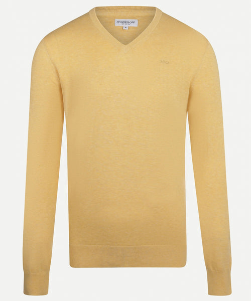 Cotton V-neck sweater | Light Yellow