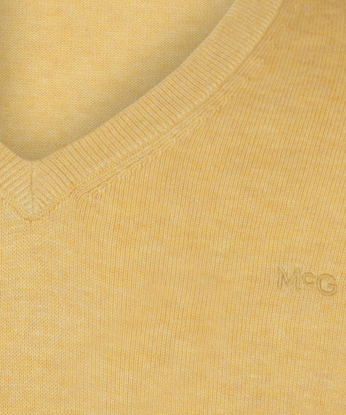 Cotton V-neck sweater | Light Yellow