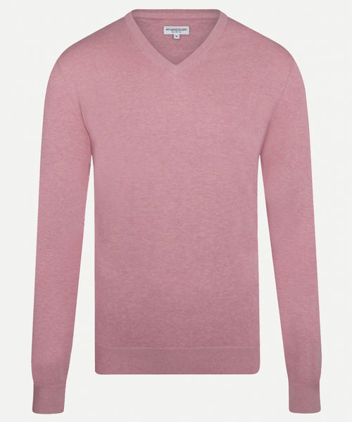 Cotton V-neck sweater | Light Pink