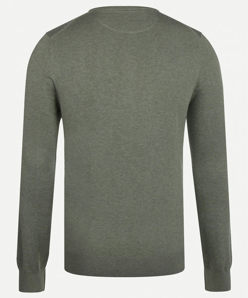 Cotton crew neck sweater | Olive