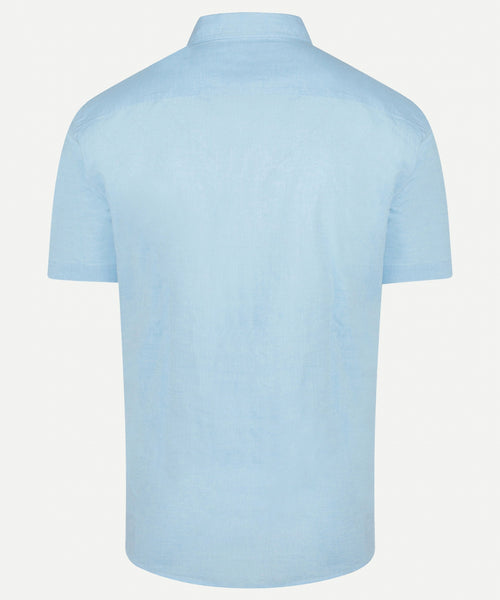 Cotton/Linen Short Sleeve Shirt | Aqua