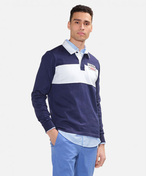 Rugby-shirt met badge | Navy