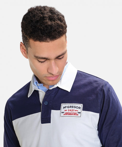 Rugby-shirt met badge | Navy