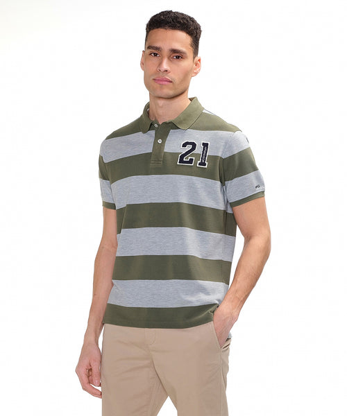 Striped polo | Olive