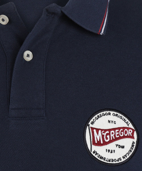 Polo with badge | Navy