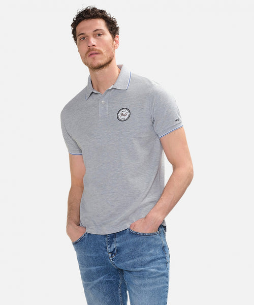 Polo with emblem | Grey Melange