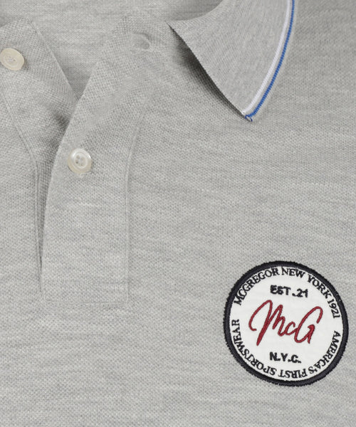 Polo with emblem | Grey Melange