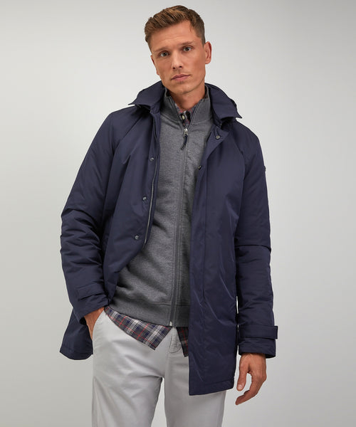 Mid-length hooded coat | Navy