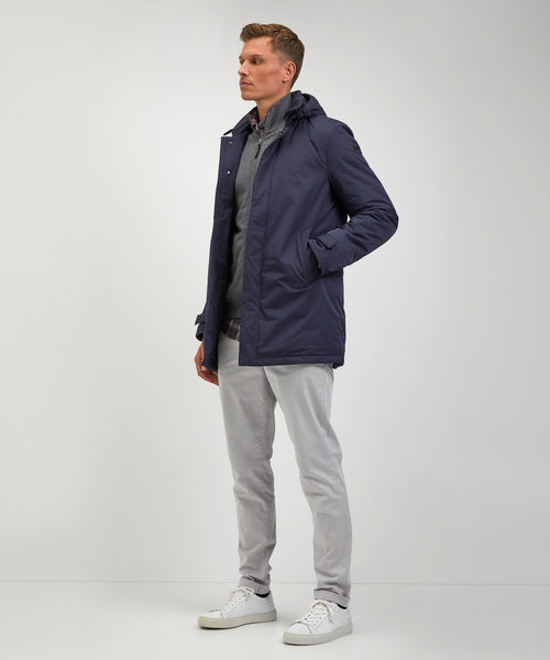 Mid-length hooded coat | Navy