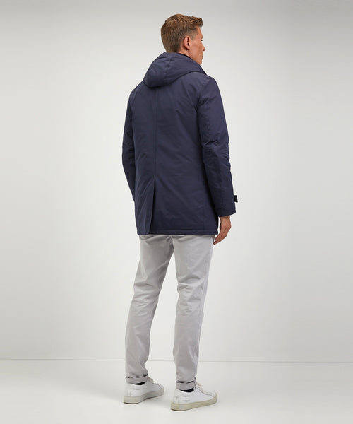 Mid-length hooded coat | Navy