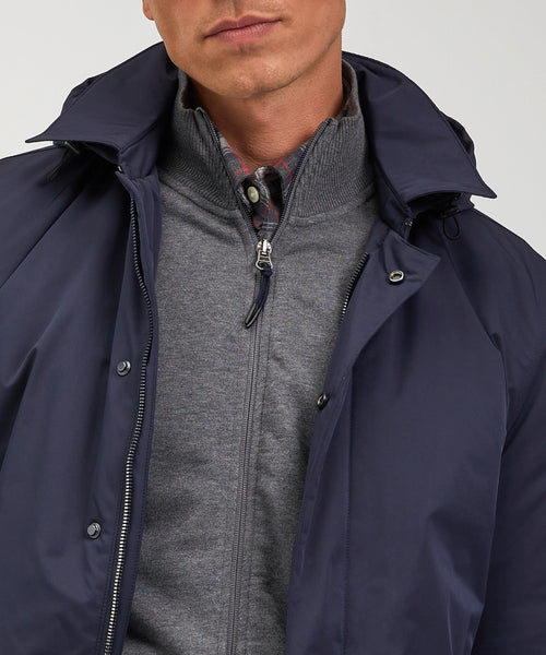 Mid-length hooded coat | Navy