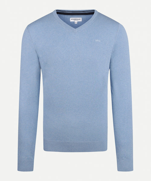 Cotton Merino Sweater v-neck | Light Blue