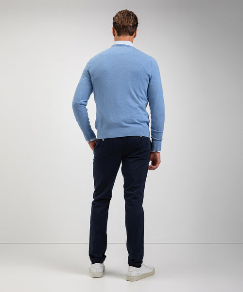 Cotton Merino Sweater v-neck | Light Blue