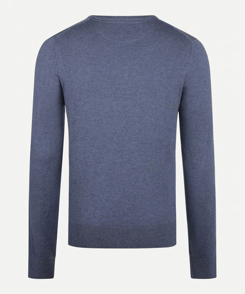 Cotton Merino Sweater v-neck | Medium Blue