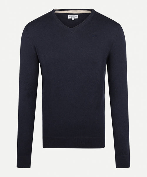 Cotton Merino Sweater v-neck | Navy