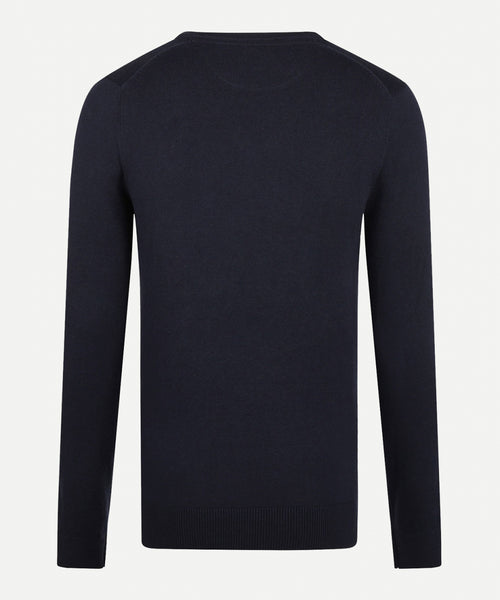 Cotton Merino Sweater v-neck | Navy