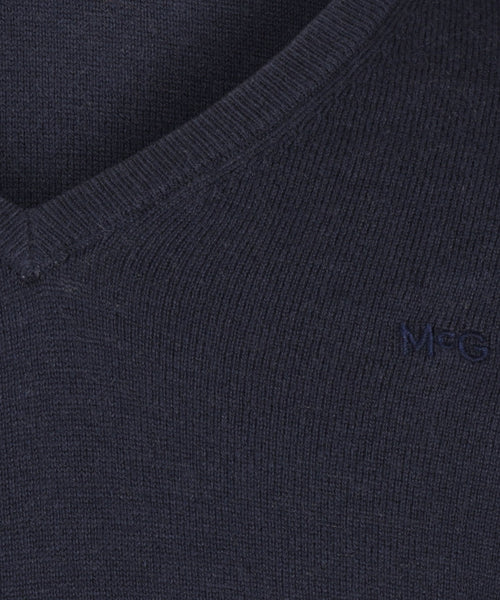 Cotton Merino Sweater v-neck | Navy