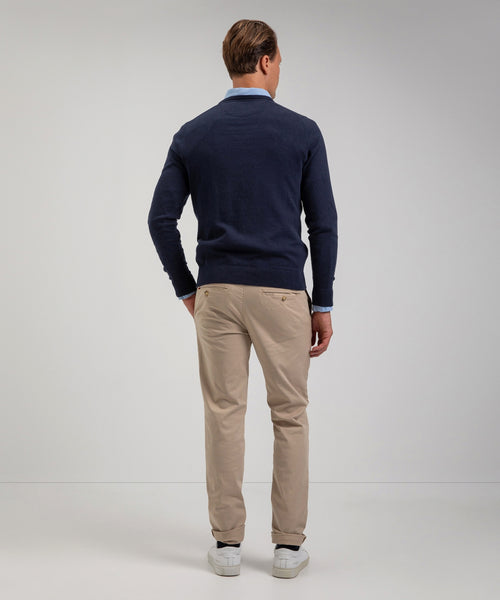 Cotton Merino Sweater v-neck | Navy