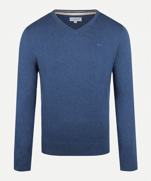 Cotton Merino Sweater v-neck | Navy