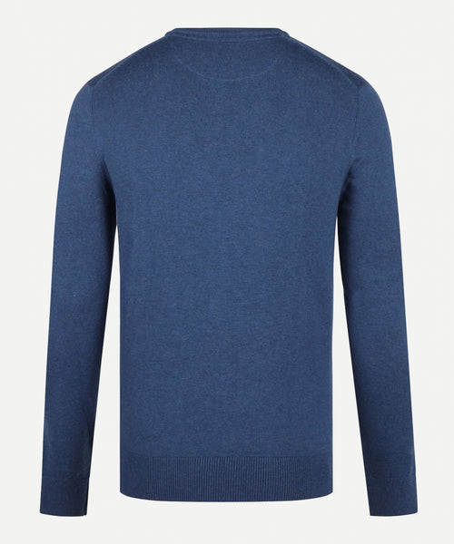 Cotton Merino Sweater v-neck | Navy