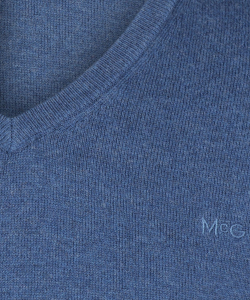 Cotton Merino Sweater v-neck | Navy