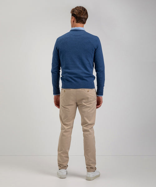 Cotton Merino Sweater v-neck | Navy