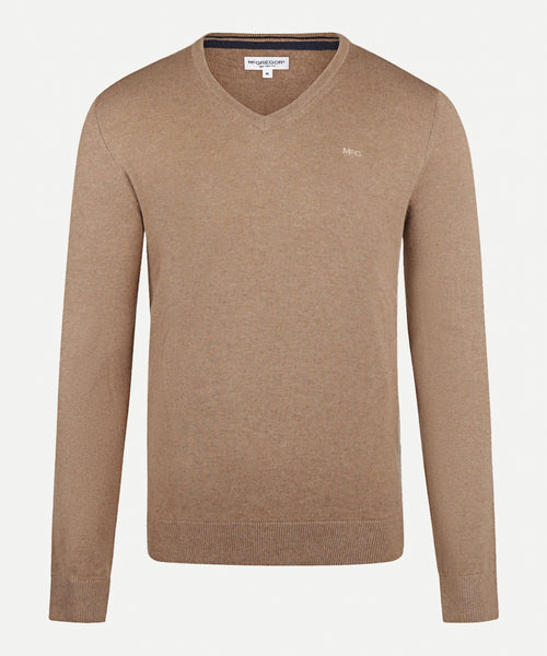 Cotton Merino Sweater v-neck | Caramel