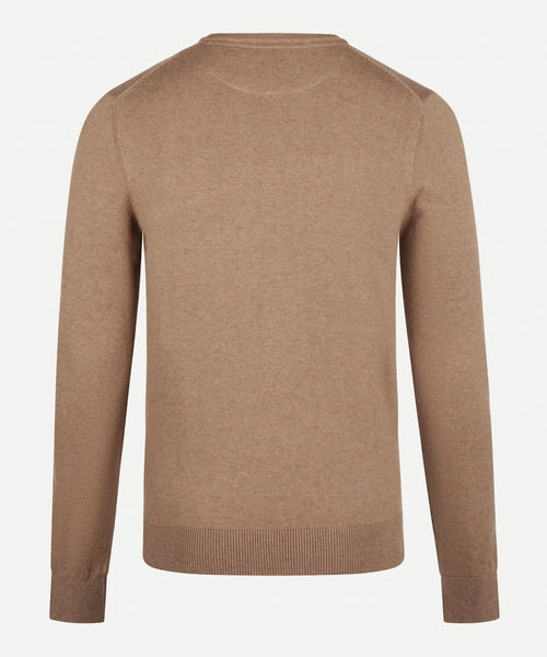 Cotton Merino Sweater v-neck | Caramel