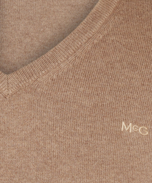 Cotton Merino Sweater v-neck | Caramel