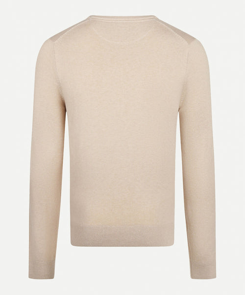 Cotton Merino Sweater v-neck | Sand