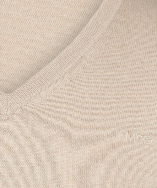 Cotton Merino Sweater v-neck | Sand