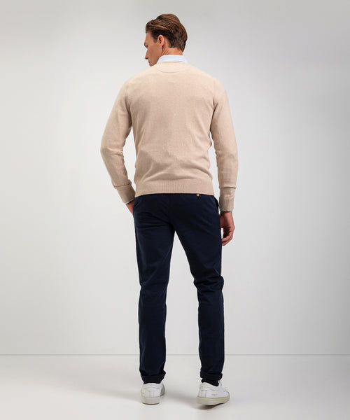 Cotton Merino Sweater v-neck | Sand