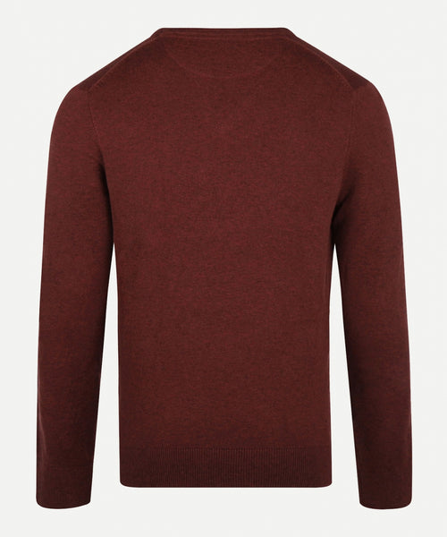 Cotton Merino Sweater v-neck | Rusty Red