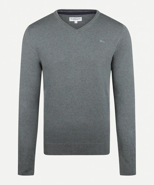 Cotton Merino Sweater v-neck | Pine Green