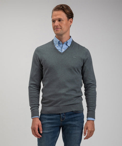 Cotton Merino Sweater v-neck | Pine Green