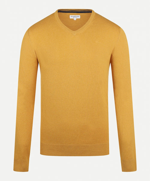 Cotton Merino Sweater v-neck | Medium Yellow