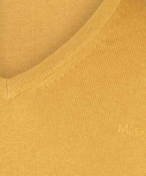 Cotton Merino Sweater v-neck | Medium Yellow