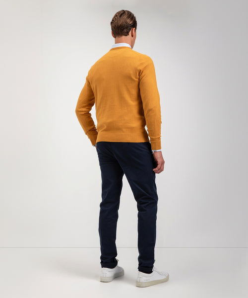 Cotton Merino Sweater v-neck | Medium Yellow