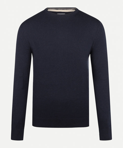 Cotton Merino Trui ronde hals | Navy