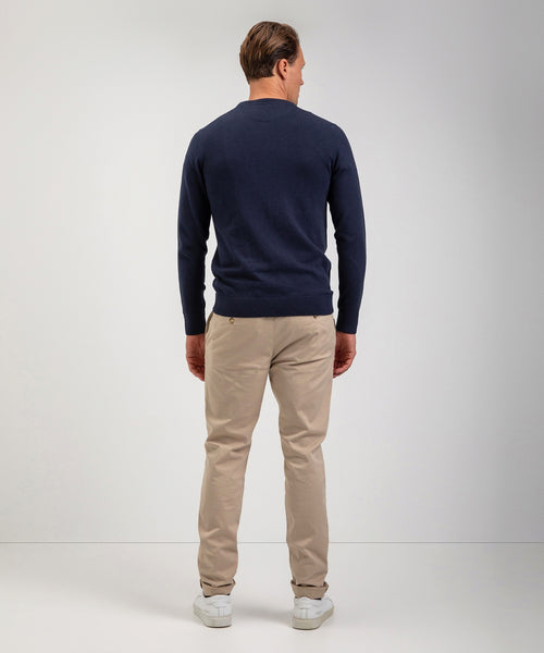 Cotton Merino Trui ronde hals | Navy