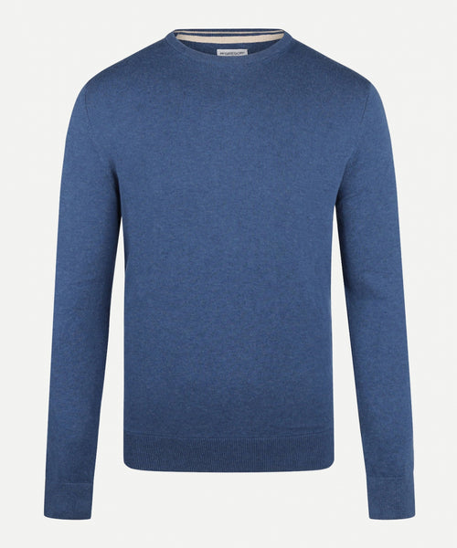 Cotton Merino Crew Neck Sweater | Navy