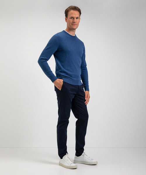 Cotton Merino Crew Neck Sweater | Navy